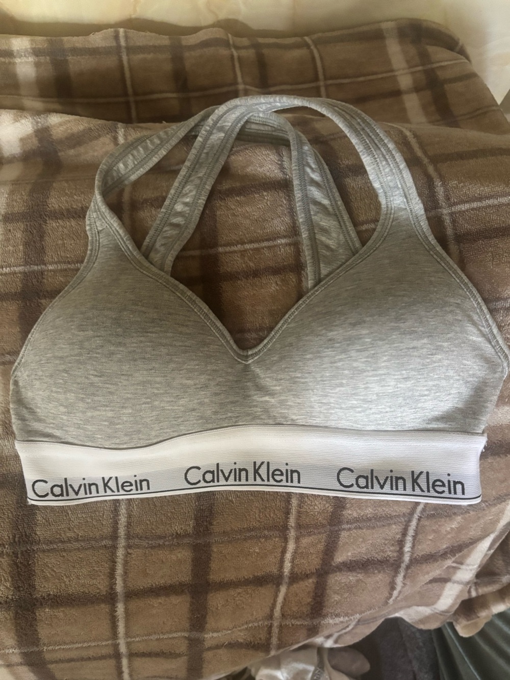 Calvin Klein Modern Cotton Women’s Bralette Heather Gray Sports Bra XS NWOT